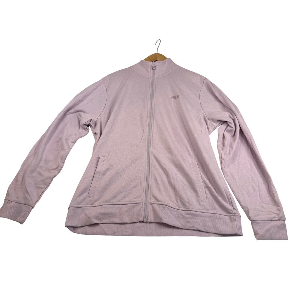 Fila Womens Track Jacket Lavender Purple Full Zip Mock Neck Logo XL‎ 2253